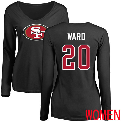 San Francisco 49ers Black Women Jimmie Ward Name and Number Logo #20 Long Sleeve NFL T Shirt